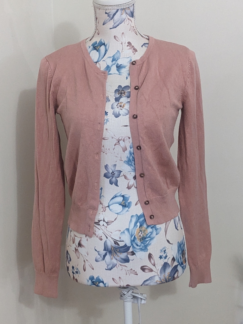 H&M Basics Dusty Rose Button-Front Women's Cardigan